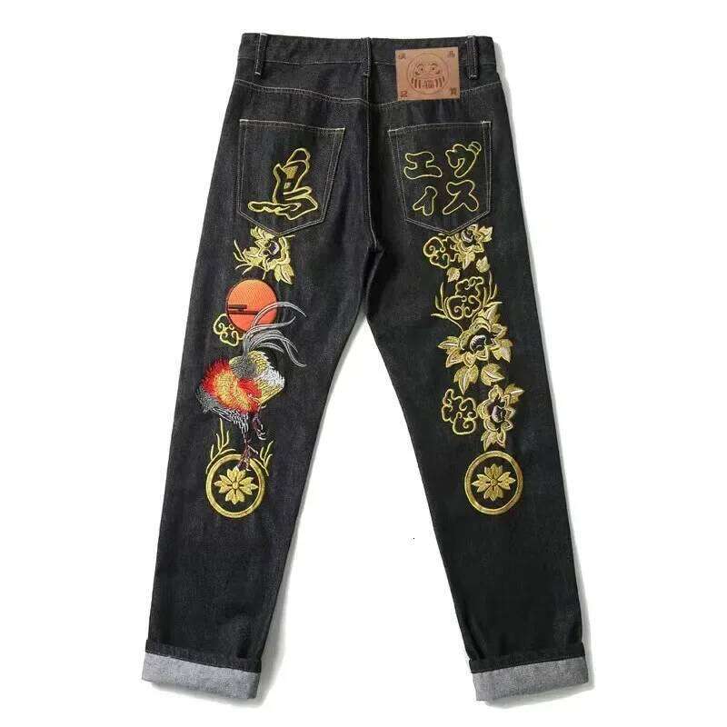 European and American High Street Hip Hop Graffiti Print Jeans Men's Trendy Brand Slim Straight Wide Leg Pants Trousers 26Y0330