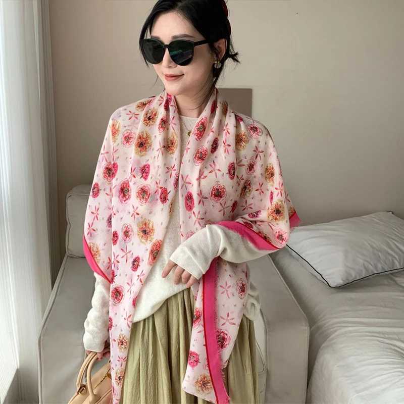Of The Season New Fashion Cotton Linen Hand Feel Scarf 130130cm Cfortable Versatile Print Travel Sunscreen Beach Shawl Stylis X260328