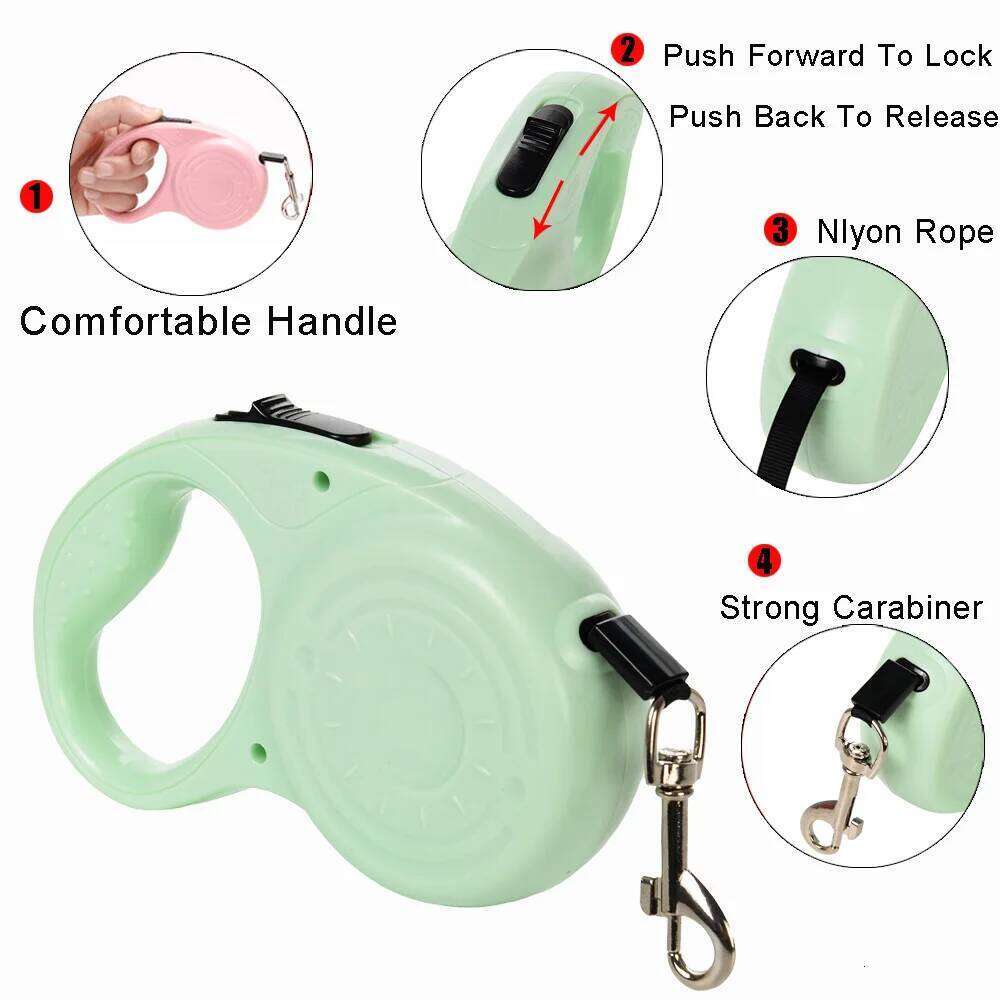 5m Dog Leash for Small Medium Dogs Cats Hiking Retractable Puppy Adjustable Nylon Lead Chihuahua French Bulldog Pug Pet Supplies