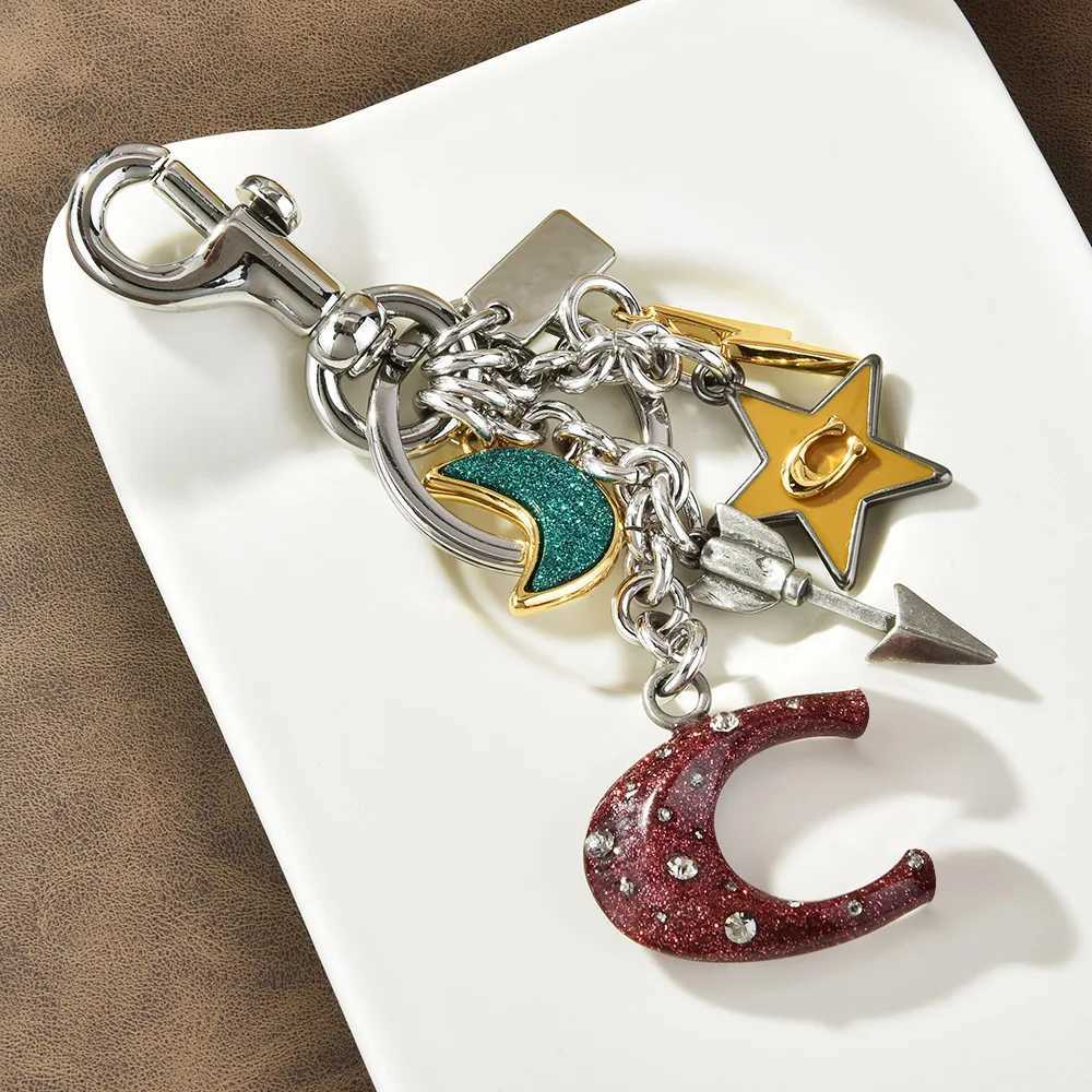 New Alloy Moon Stars Keychain Keyring Cute Bags Pendant Cartoon Car Key Chain Z260330