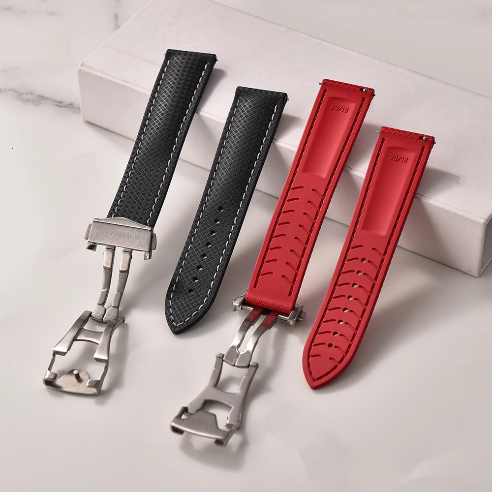 JUELONG Original Soft FKM Rubber Watch Strap 20mm 22mm Tropical Texture Perfect Fit Flat End Universal Quick Release Watch Strap 260324