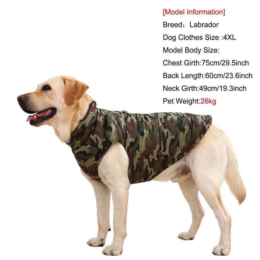 Large Pet Dog Jacket Coat for Small Medium Big Dogs Cats Autumn Winter Windproof Puppy Print Clothes Golden Retriever Clothing