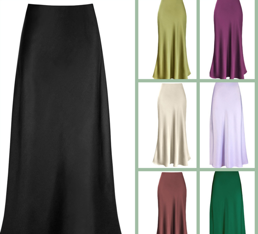 Long Black Satin Skirts For Women Spring Summer Straight Maxi Champagne Skirt Elegant Women Satin Silk Skirts Long Brown 250811
