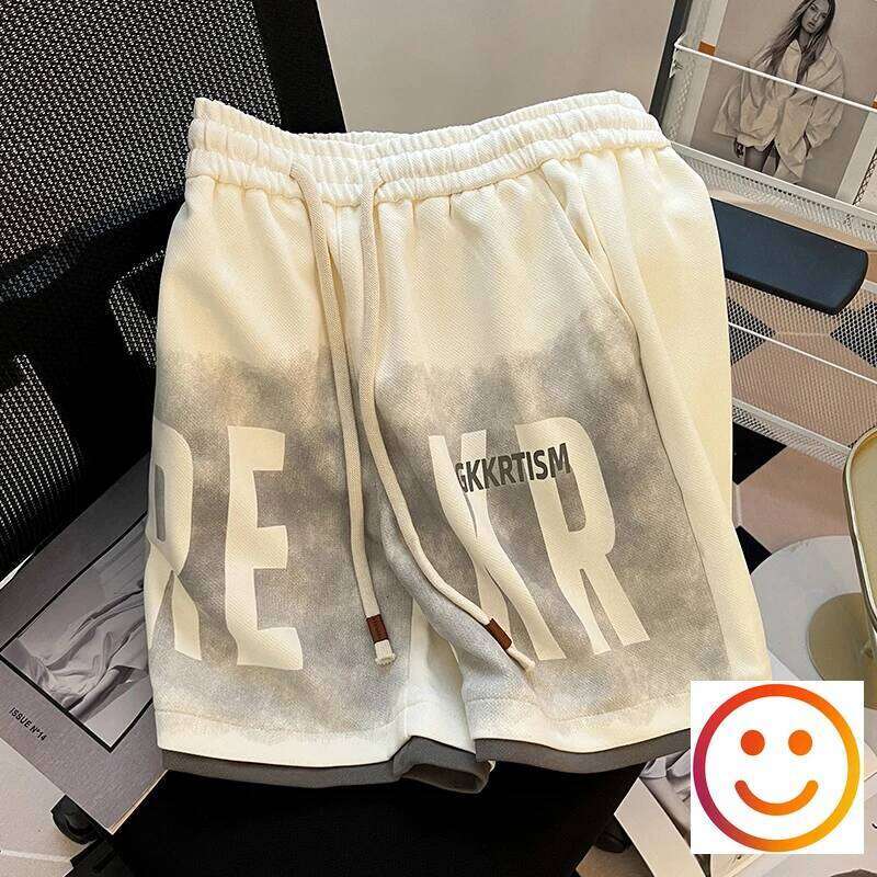 Summer Tide High Street Heavy Industrial Large Size Loose Wide Leg Casual Five Pants Splicing Heavyweight Shorts For Men Women