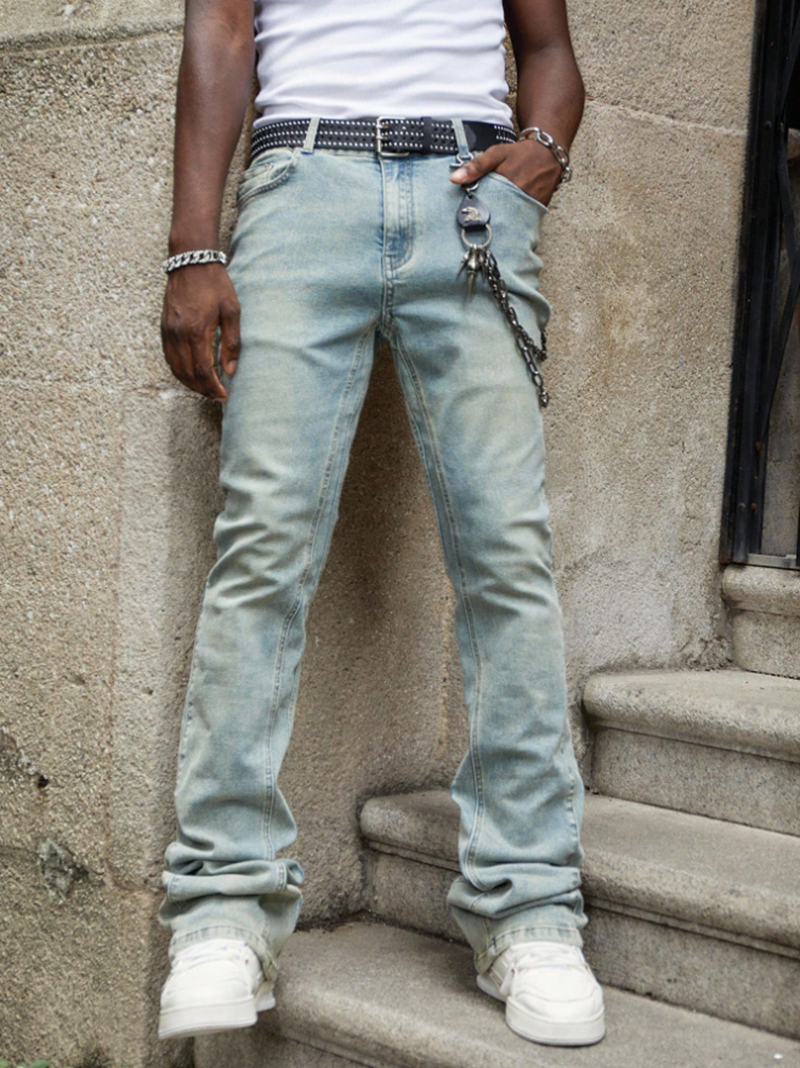 Contemporary Stylish Men's Vintage-Inspired Indigo Jeanwear for Casual Elegance Model H258