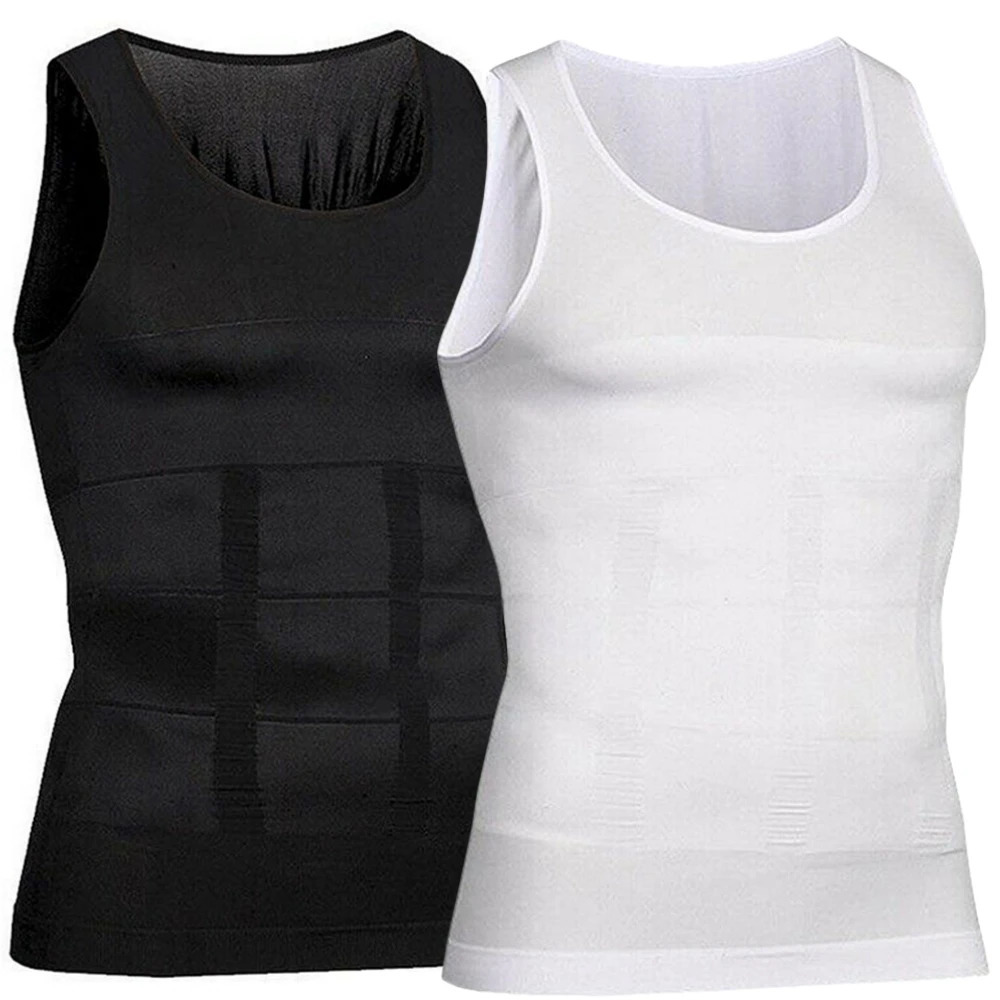 2 Packs Men Compression Shirts Tank Tops Undershirts Mens Slimming Body Shaper Vest Sleeveless Abdomen Slim Fitness Workout 260312