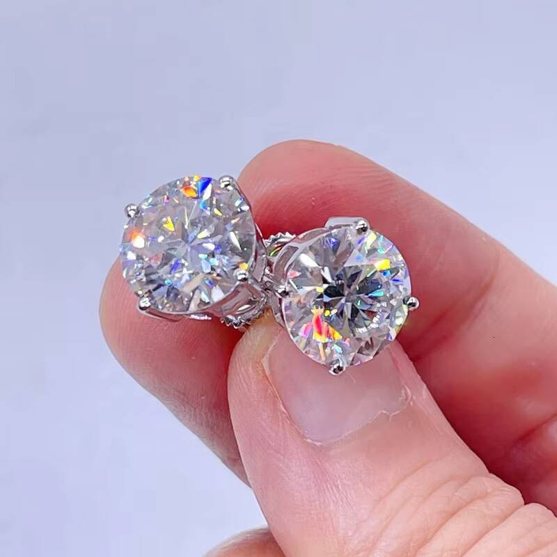 Ready to Ship Wholesale Price Classic Design 925 Sterling Silver Screw Back GRA Certificated Diamond Moissanite Stud Earrings