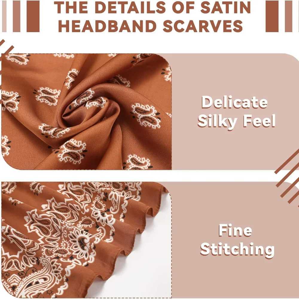 Syhood 70cm Square Satin Scarves Satin Banda for Wen Satin band Scarves Silk Feeling Scarf Boho wear X260328
