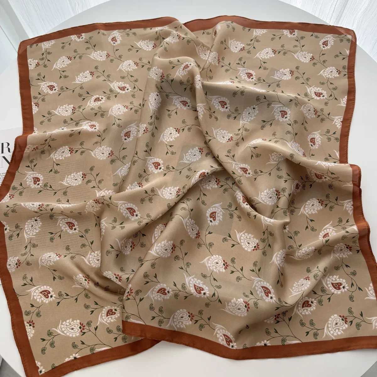 Floral Print Shawl Square Scarf for Wen Soft Satin Neckerchief Fem Hair Bands Ribbon band Bandana 70X70CM X260328