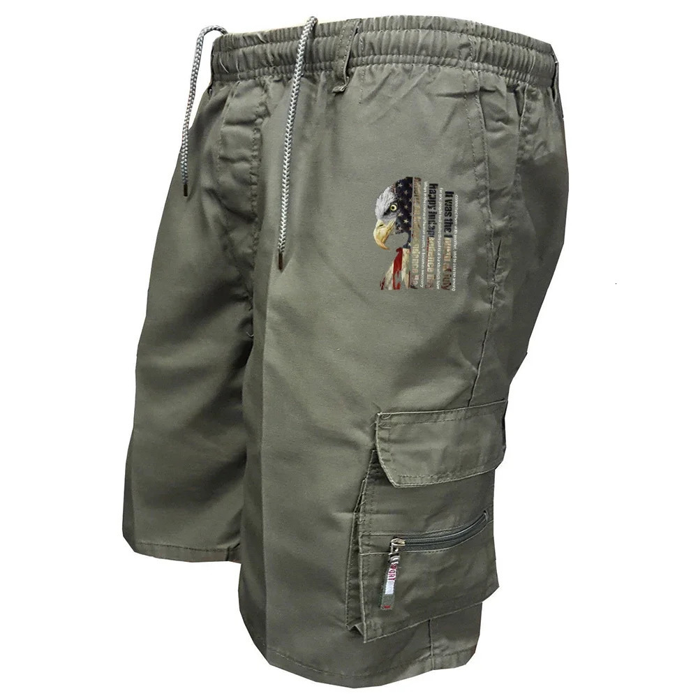 Mens Elastic Waist Cargo Work Shorts Men Outdoor Leggings Leisure Harajuku Street Style Jogging Shorts Loose Work Casual Shorts 260327