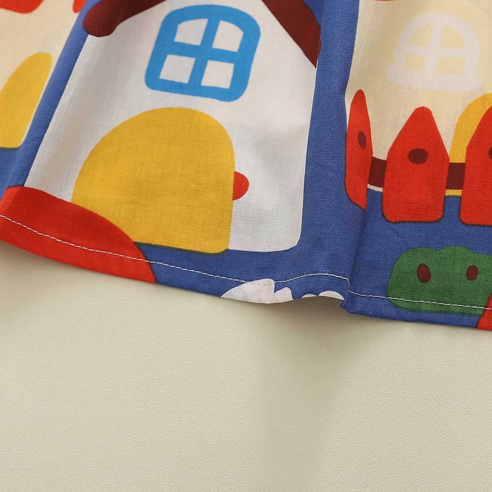 Humor Bear Kids Clothes Girls A-Line Hollow Out Flying Sleeve Graffiti Printing CasualDress Suit ChildrenT260330
