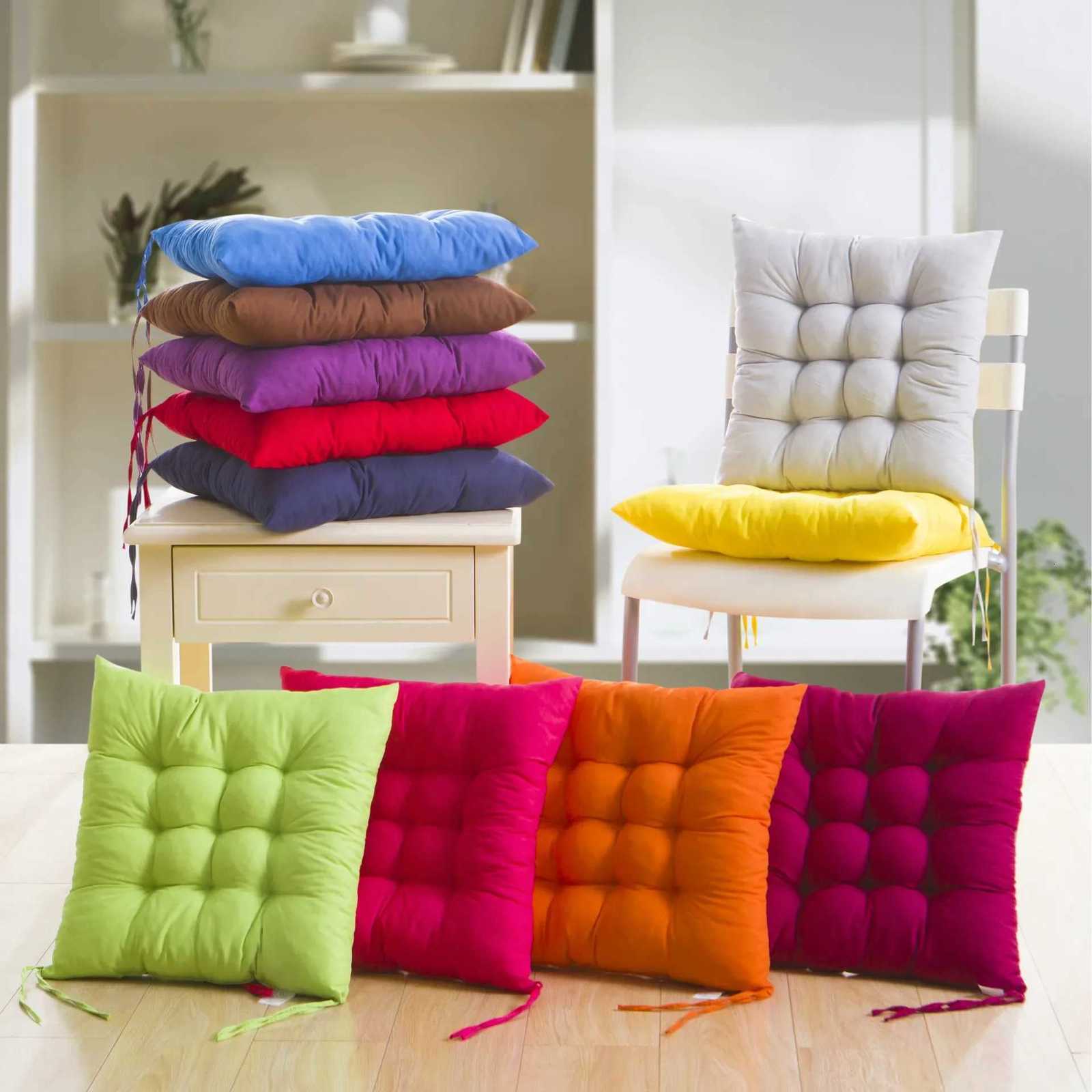 Square Chair Soft Pad Thicker Seat Cushion For Dining Patio Home Office Indoor Outdoor Garden Sofa Buttocks Cushion With Strap H260330 - view 5