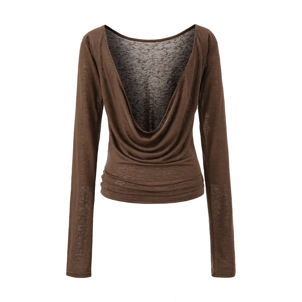 Designer pure hot girl S18 fashion off shoulder long sleeved women's T-shirt 2026 new sexy slim basic shirt top