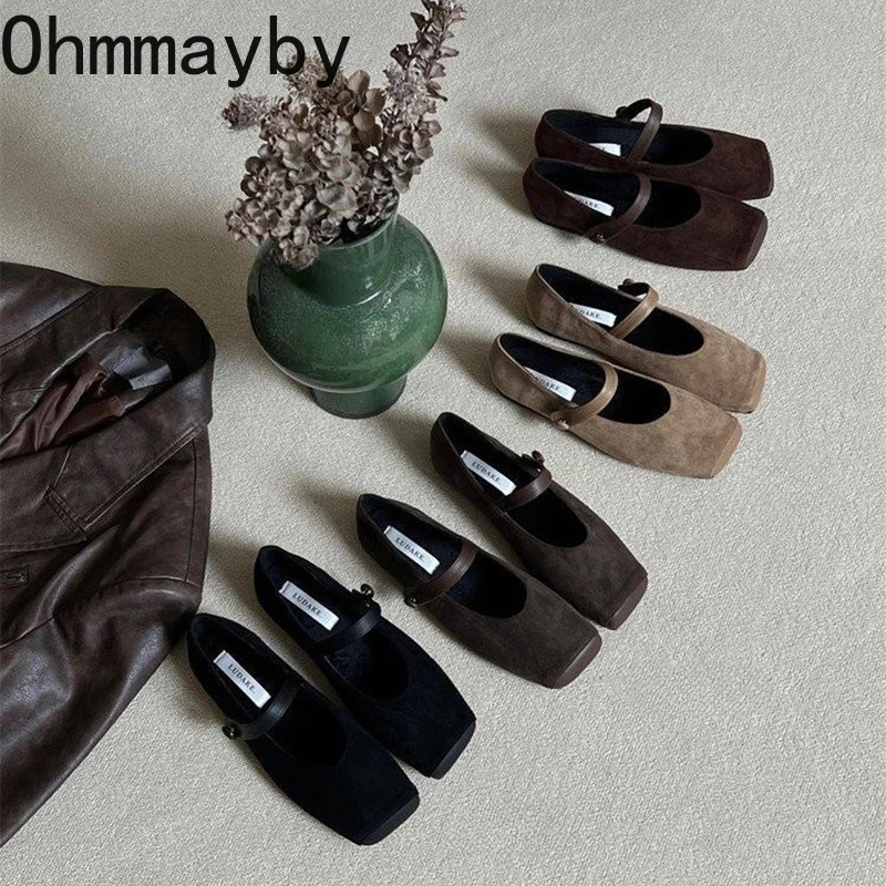 Vintage Slip On Women Mary Jane Shoes Fashion Square Toe Shoes 2026 Spring Casual Dress Ballet Flats hoes 260323