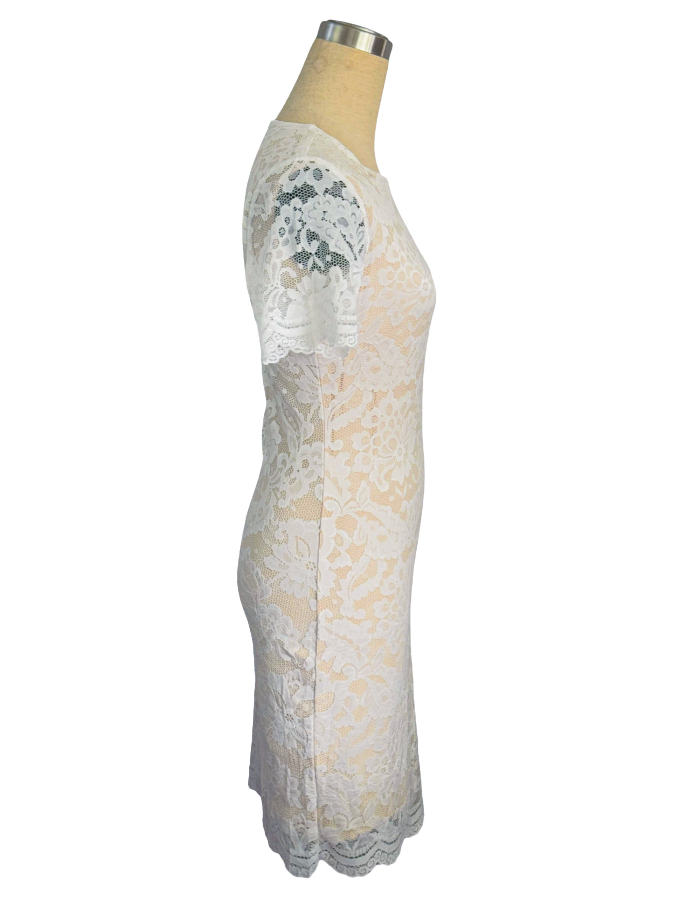 Basic & Casual Dresses 2026 Summer Simple Women Dress Fashion Round Neck Short Sleeve Lace Hollow Out Package Hips Dress Sexy Tight Fitting Prom Gowns