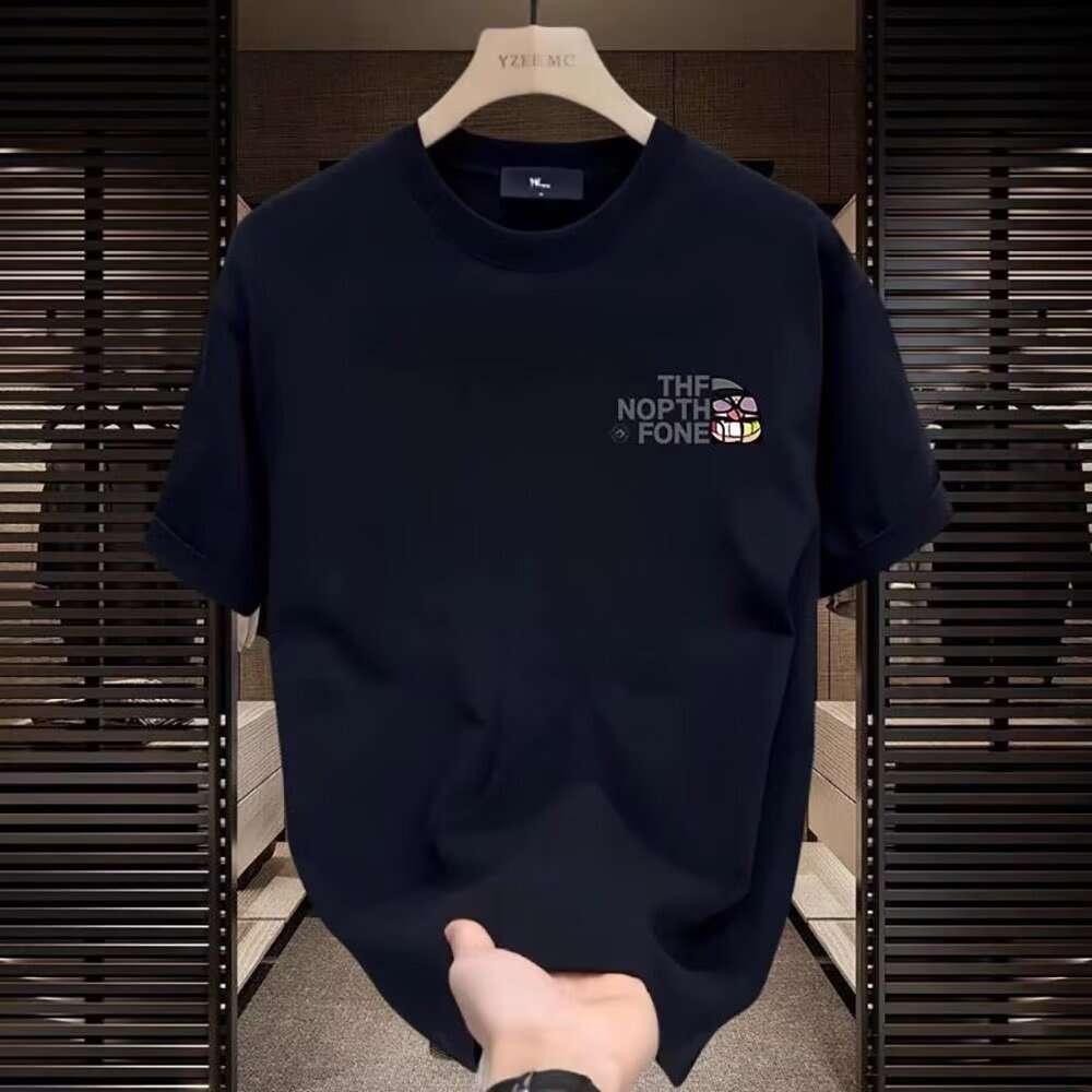 Pure Cotton High-End Trendy Brand Simple Short Sleeve T-Shirt Men's American Style Loose luxury Summer Crew Neck Top Tee Shirt