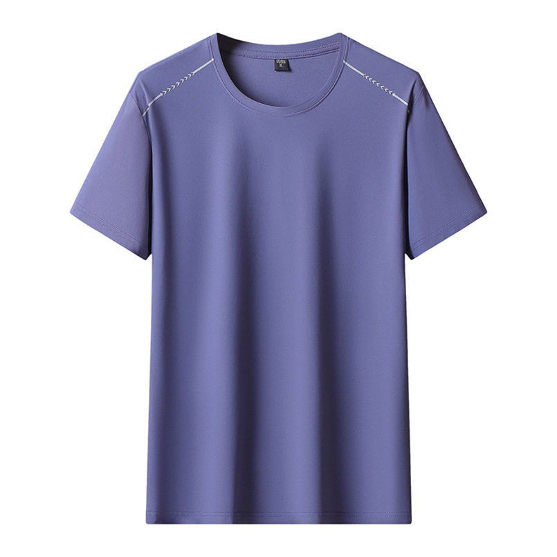 Nylon ice-feel short-sleeve for men, summer thin loose fit, large size, casual sports, double-open outdoor ice silk T-shirt