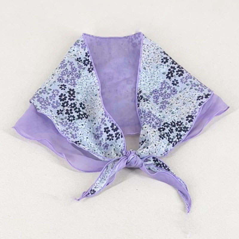 N And Ese Style Artistic Fresh Color-Blocked Tencel Cotton Diamond-Shaped S, Spliced Triangle For Women, Floral Breathable Heads, Small Neck Qian Pan
