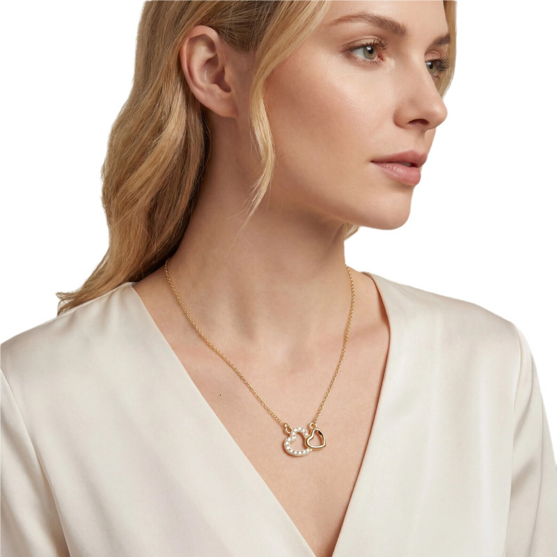 Heart Double Pendant Necklace Fashion Jewellery Finery Accessories Exquisite Zirconia Charming Love Pendant Elegant Gift for Women