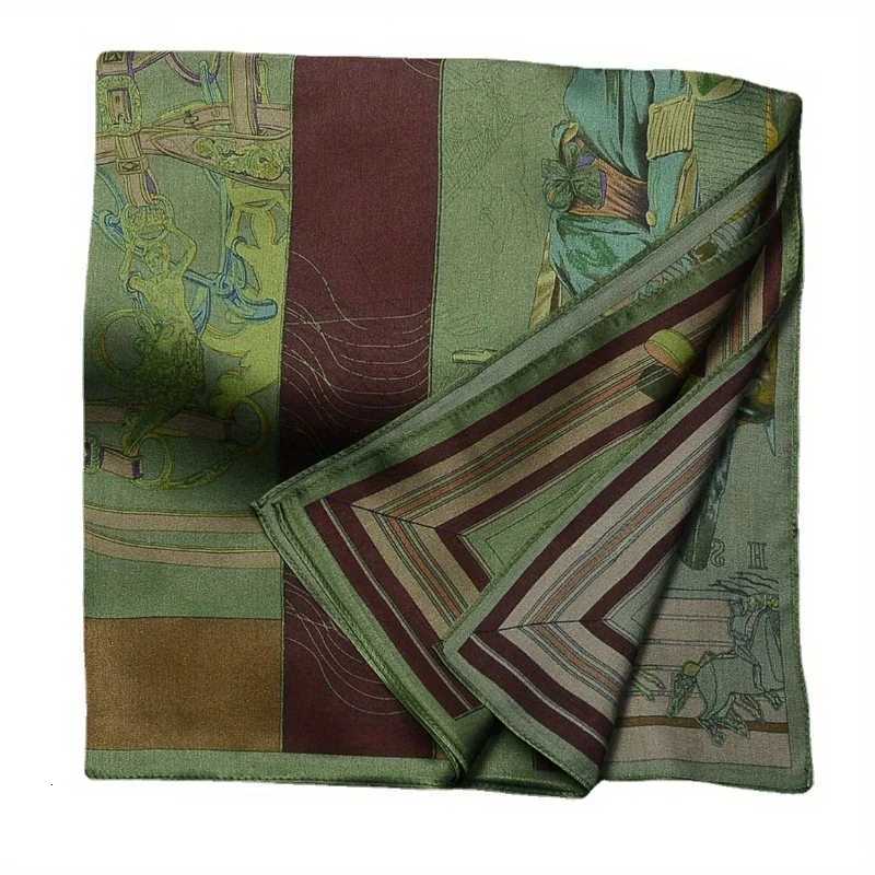 2677 Green Print Square Scarf Simulated Silk Thin Satin Neck Scarf Elegant Style Professional Decorative Small Scarf For Lady Z260330