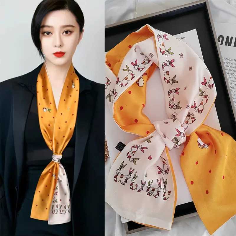 Luxury Design Skinny Silk Scarf Women Fashion Hair Ribbons Headbands Bandana Female Bag Wrist Wrap Neckerchief Foulard Neck Ties Z260330
