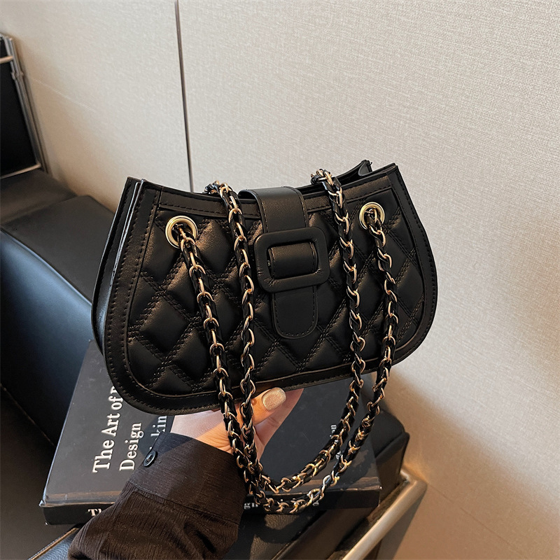 Free Shipping High Value Diamond-pattern chain 2026 new fashion color-blocking textured underarm stylish trendy crossbody bag for women