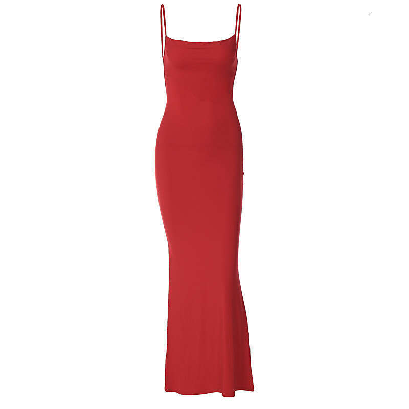 2026 summer designer A11 European and American women's fashion new sexy slim fit backless suspender solid color dress