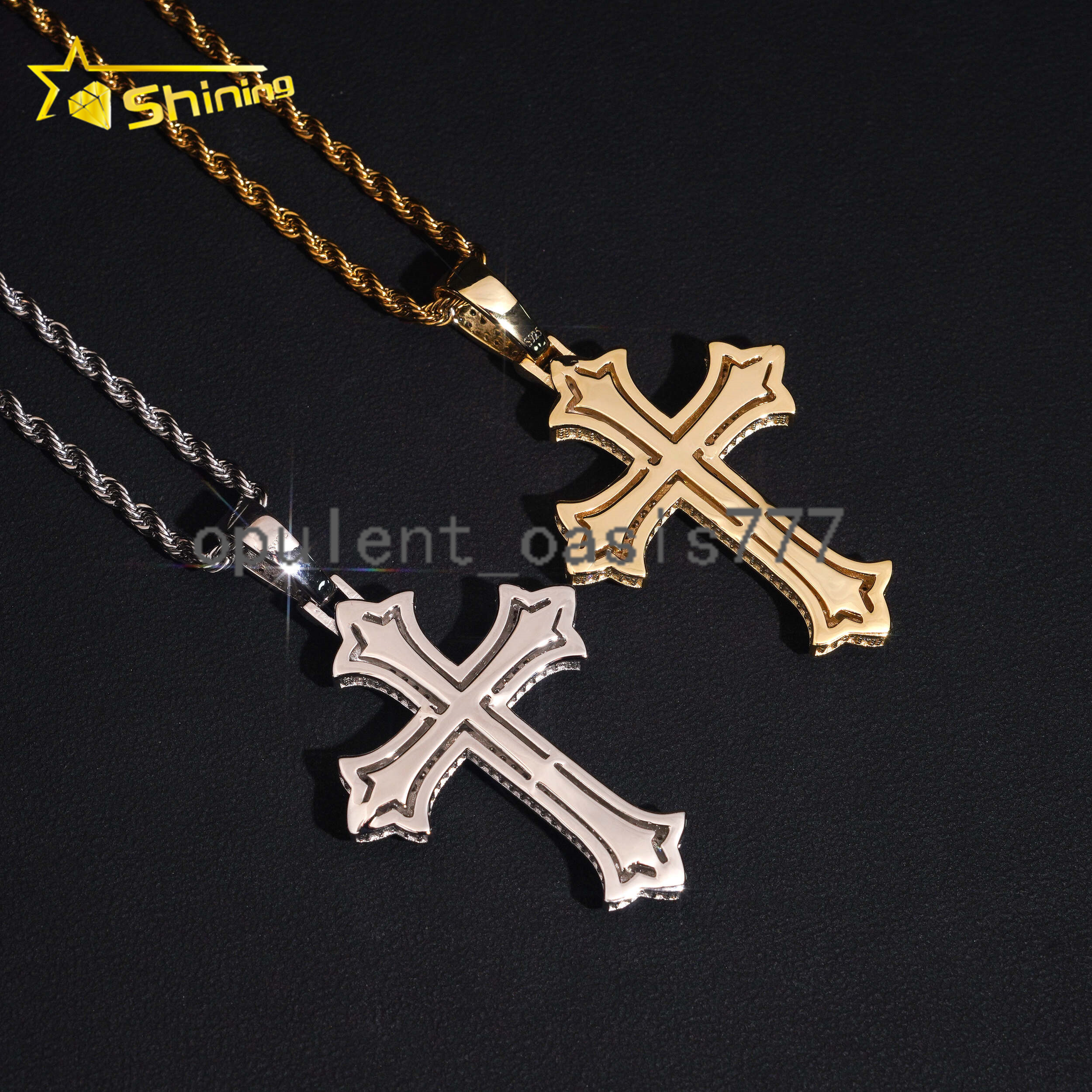 No Tarrifs USA Warehouse Stocks GRA Cert 925 Sterling Silver Hip Hop Iced Out VVS Moissanite Diamond Cross Pendant