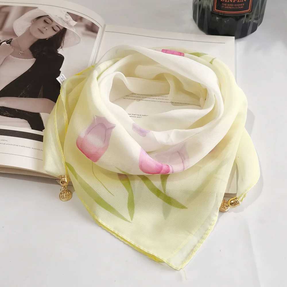 New Fashion Magnetic Buckle Scarf Thin Scarf Decorative Chiffon Square Sunscreen Neck Cover Wens Scarves Party Gift X260328