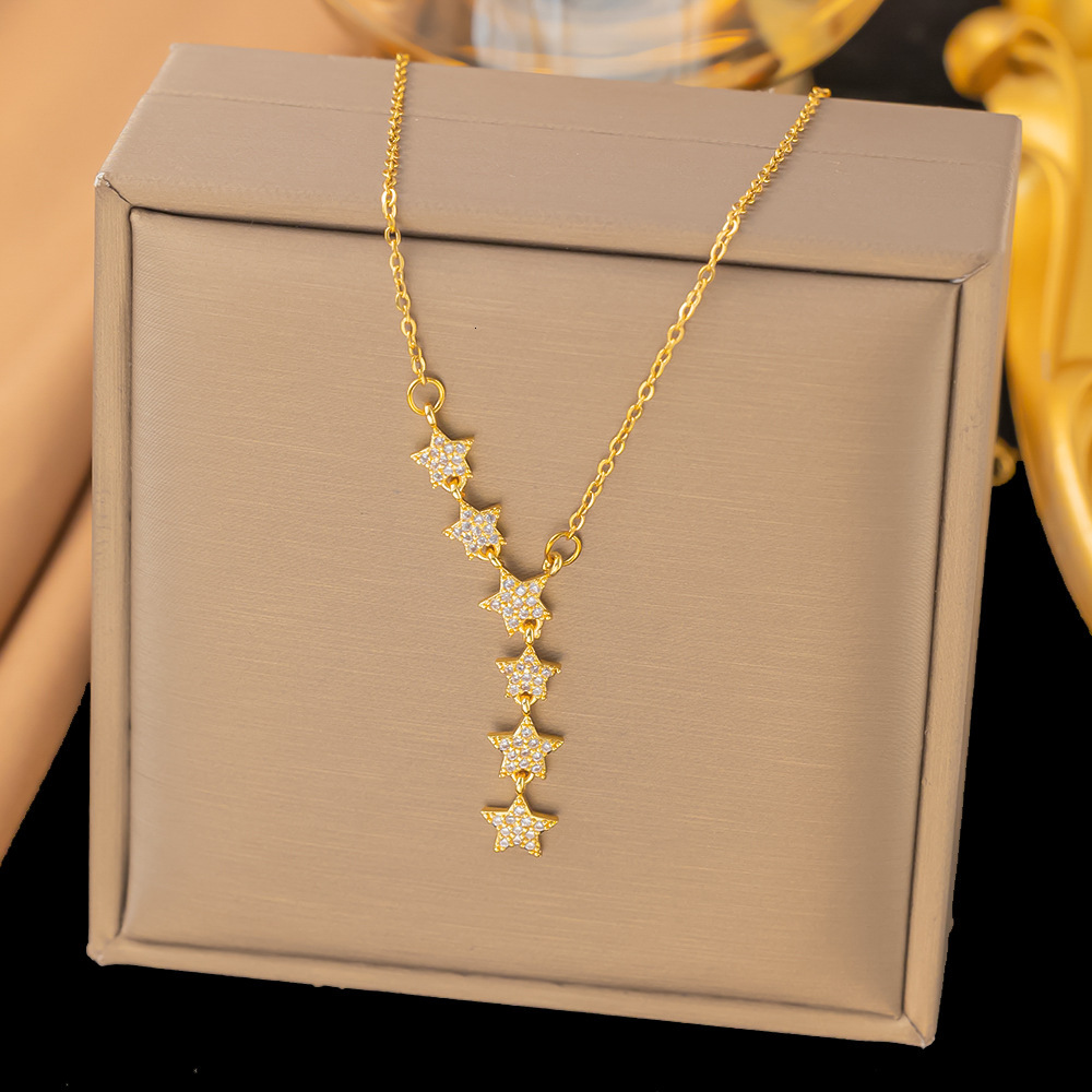 Yicen Brilliant Star Necklace For Women, Elegant Collarbone Chain, Niche High-End Fashion Trend, Hot Fashionable Women's Accessories Item, Light 