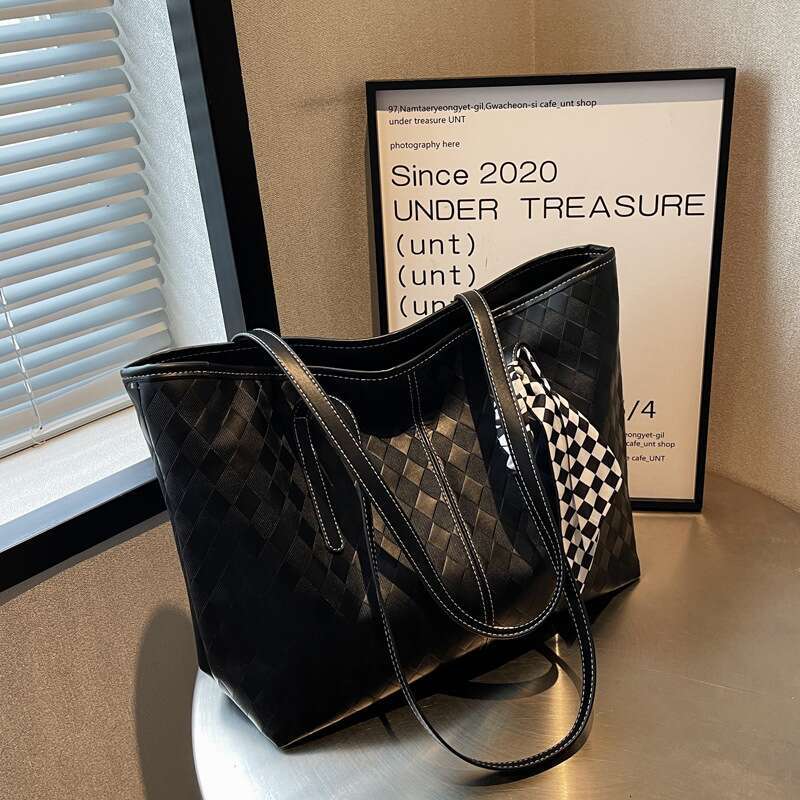 Big Women S Large Capacity New Trendy Fashion Autumn Winter Shoulder Texture Commuter Tote Bag Liksusie