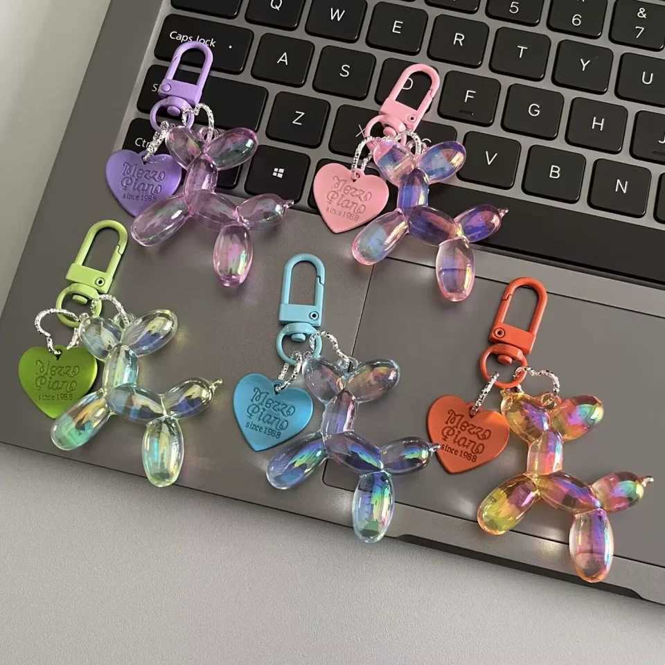 DIY Candy Color Sweet Resin Balloon Dog Keychain for Women Girls Animal Shaped Phone Chain Key Buckle Accessories Bag Pendant Z260330