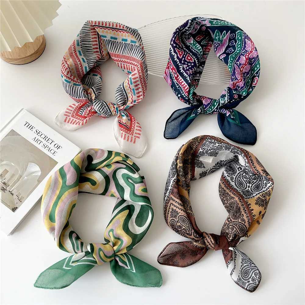 Fashion Cotton Scarf Wen Floral Print Neckerchief Small scarf Hijab Scarves Fem Cute Bandana Scarfs Ladies 55x55cm X260328