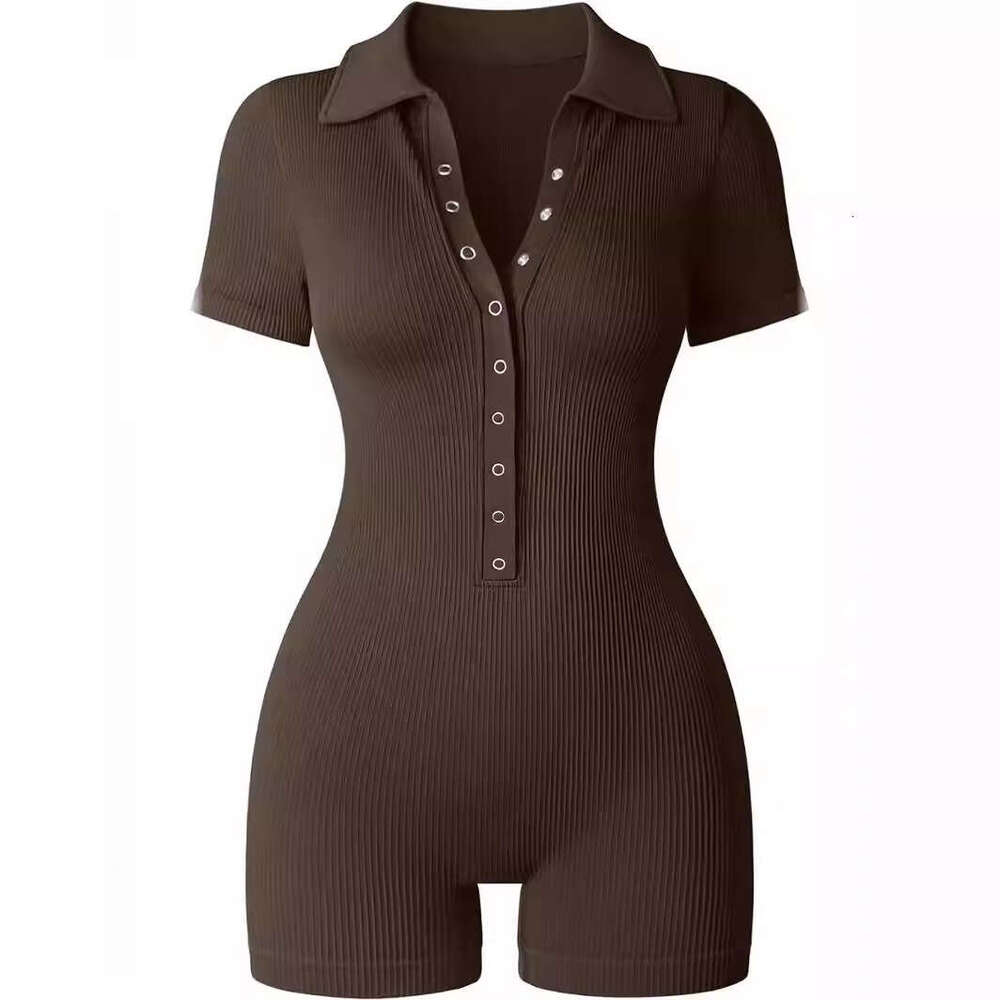 European and American 2026 cross-border women's yoga jumpsuit, ribbed V-neck, elastic waist, sports jumpsuit