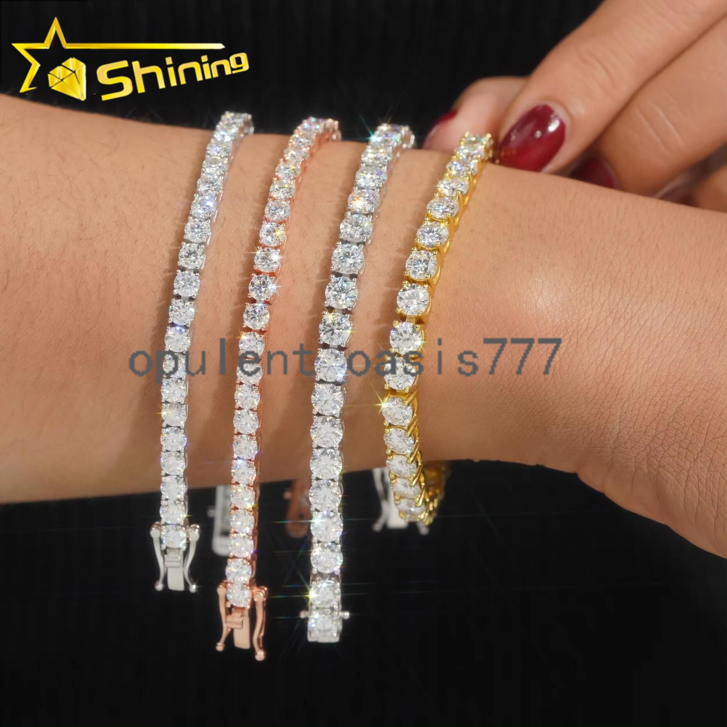 Cheapest Price 925 Sterling Silver 2mm 3mm 4mm VVS Moissanite Diamond Necklace Bracelet Moissanite Tennis Bracelet Chain