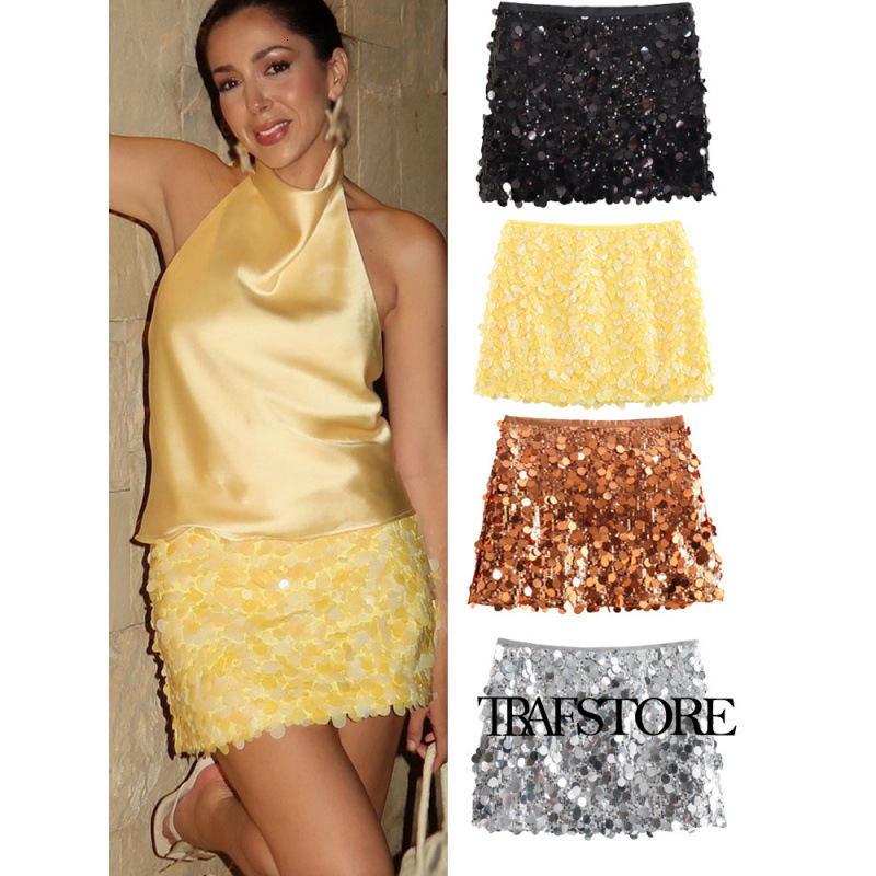 Sexy Sequined See Through Lace Patchwork Skirt Women Pink Shiny High Waist Hip Package Skirts Summer Lady Y2K Streetwears 250519