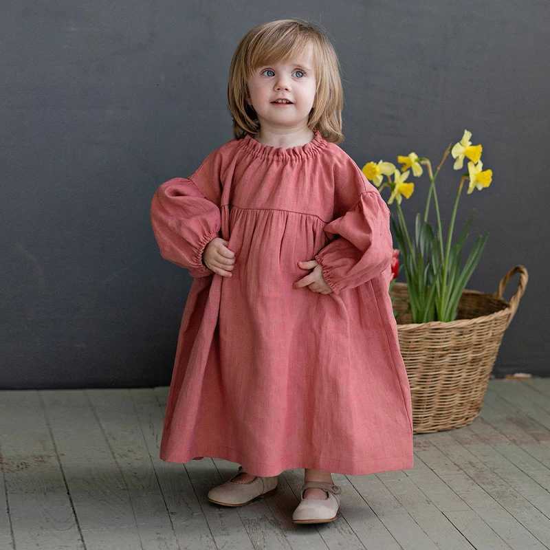 Pastoral Retro Long-Sleeve Girls Cotton And Linen Dress Autumn New Baby Girl Casual Loose Lantern Sleeve Princess Dresses TZ150T260330