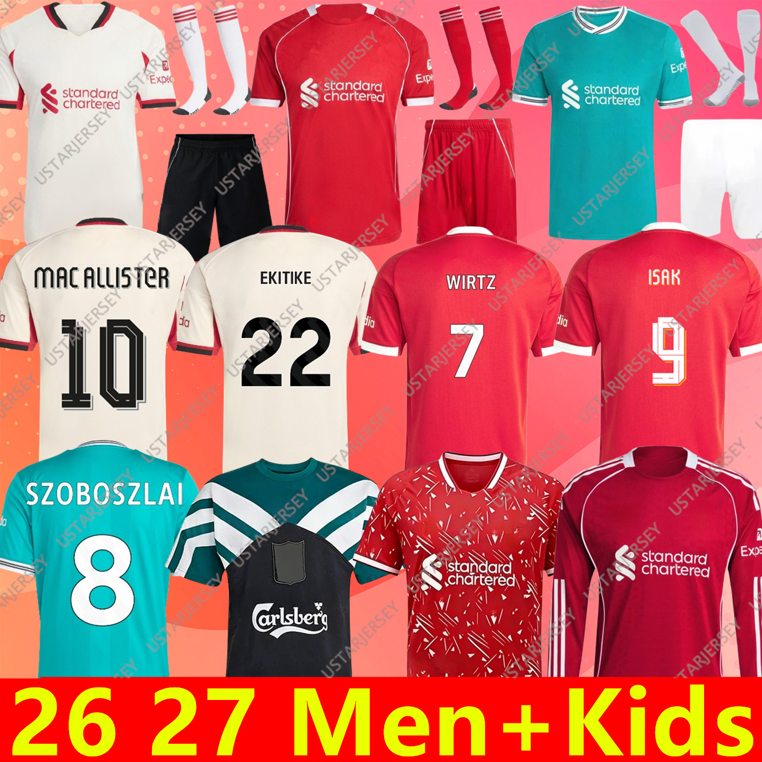 liverpool 25 26 27 ISAK DIOGO JOTA WIRTZ FRIMPONG KERKEZ MAC ALLISTER EKITIKE Szoboszlai GAKPO soccer jerseys jersey Salah football shirt Adult kids kit long sleeves