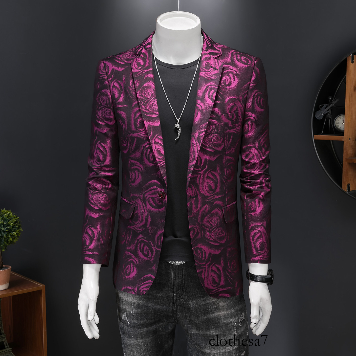 High-quality men's party, wedding, business and casual suit jacket, slim-fit Korean version single western-style shirt