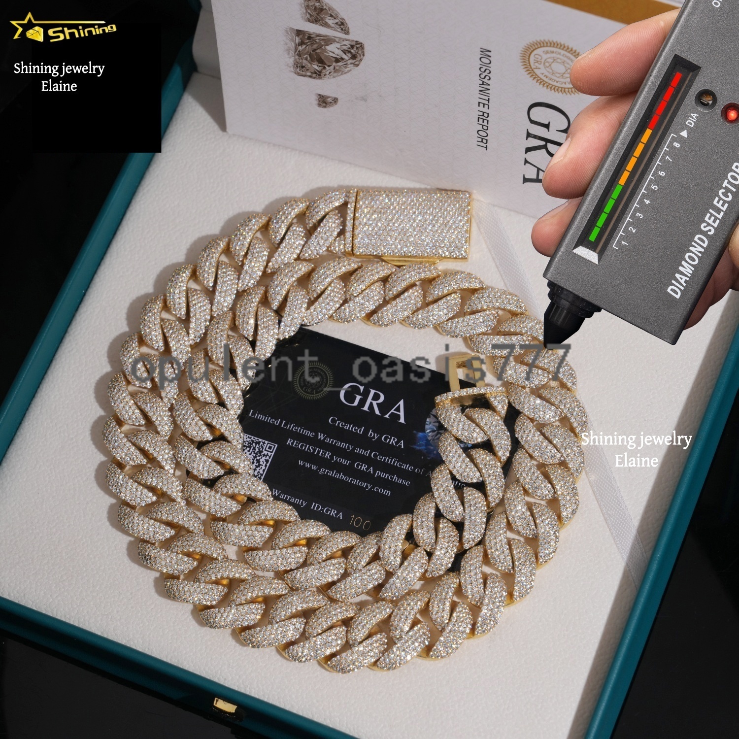 Fashion Jewelry Iced Out Custom Moissanite 20MM D Color VVS Moissanite Diamond 925 Sterling Silver Cuban Link Chain Necklace