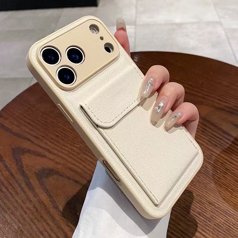 Lychee pattern card insert pocket holder card bag is suitable for iPhone new Apple mobile phone case