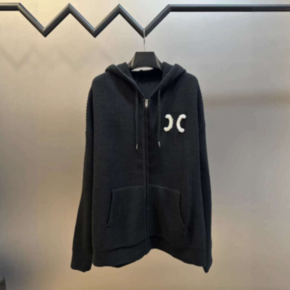 Hooded Knitted Jacket 2026 Autumn/Winter New Model With Letter Embroidery On The Chest, Versatile Wool Sweater For Both Men And Women Qipao Hanfu Silk
