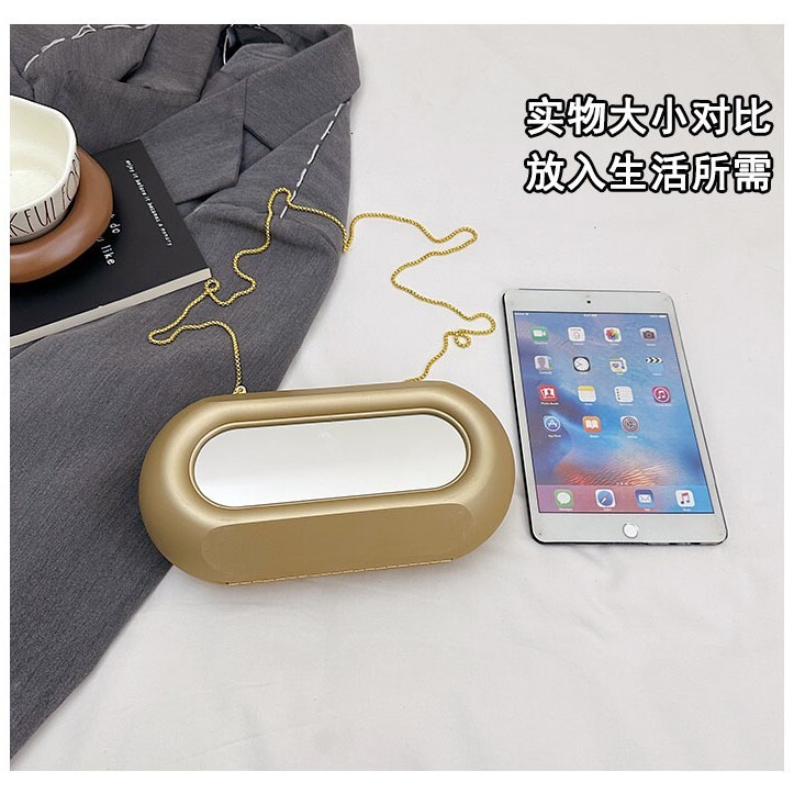 Fashionable acrylic box 2026 spring new model with mirror makeup bag, unique design, chain shoulder crossbody bag