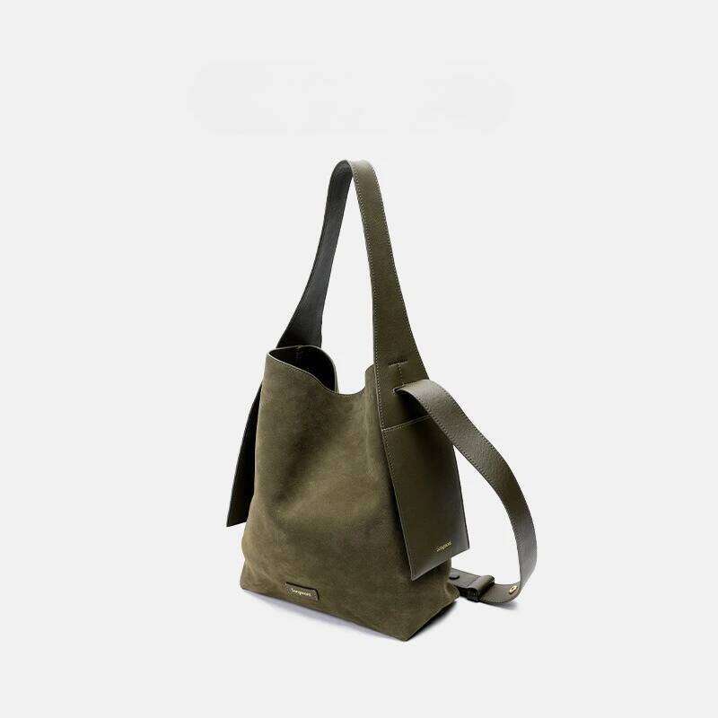 New High End Retro Suede Bucket Tote Bag Single Shoulder Crossbody Bag