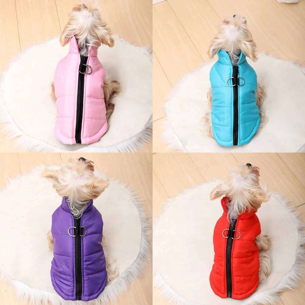 Clothes Pet Dog Jacket Coat For Small Medium Dogs Cats Winter Warm Puppy Solid Outfits With D-ring Russell Terrier Costumes