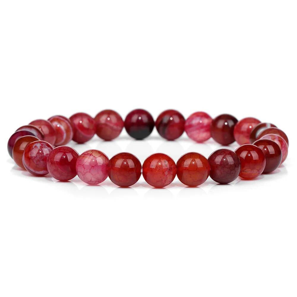 Red Natural Stone 8mm Beaded Bracelets Agates Turquois Tiger Eye Bangle Yoga Meditation Jewelry Gifts For Women Men
