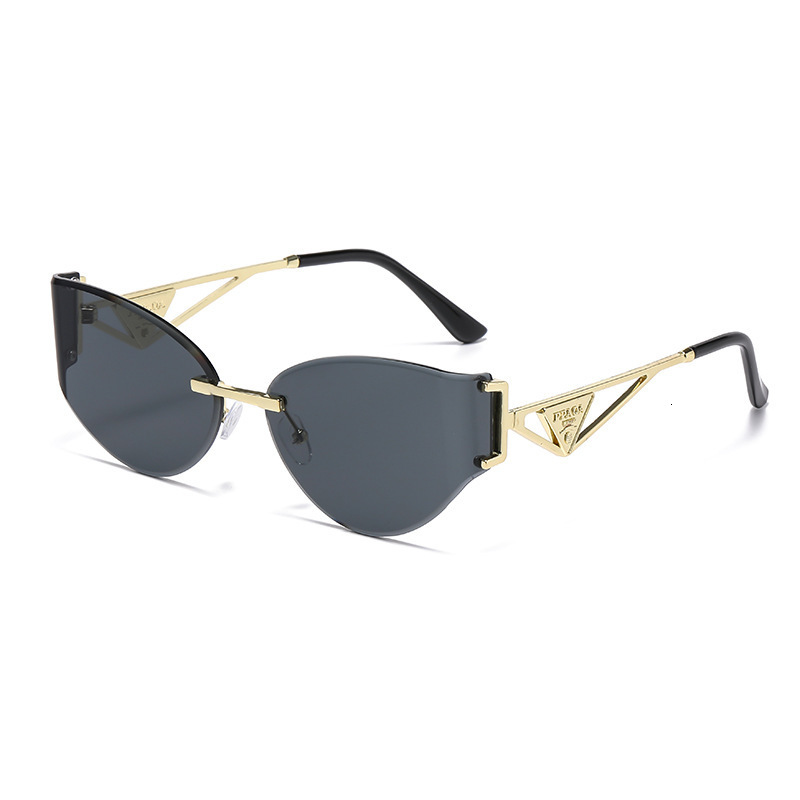 2026 Frameless Designer Sunglasses Luxury Brand Fashion Accessories New Women's Cat Eye Cutting Edge Hollow Leg Women's Outdoor Glasses Casu