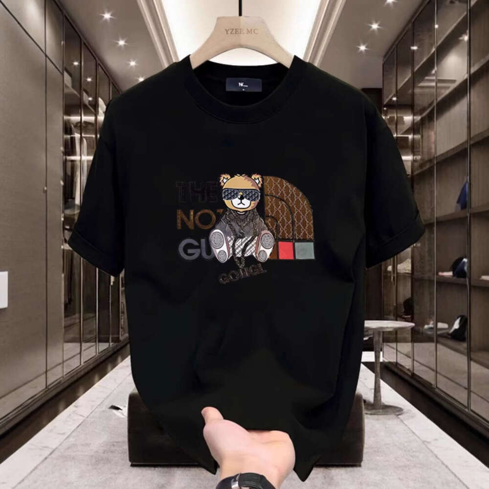 Summer New High-End Pure Cotton Korean Style Casual Versatile Crew Neck Short Sleeve T-Shirt All-Cotton Light Luxury Stylish Men's Clothing