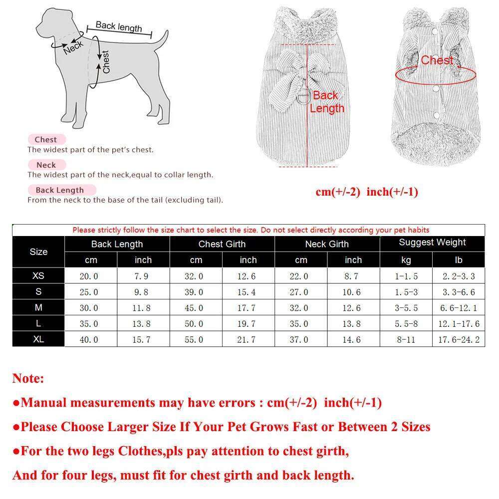 Pet Dog Coat Vest For Small Medium Dogs Cat Winter Warm Puppy Clothing With D-ring Cute Bow Kitten Costume Yorkshire Pug Outfits
