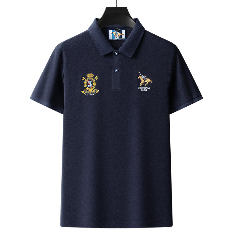 Designer Short-sleeved Shirt With Exquisite Embroidery Casual And Business-style Polo Shirt With A Turned-down Collar Stylish And Luxurious For Men